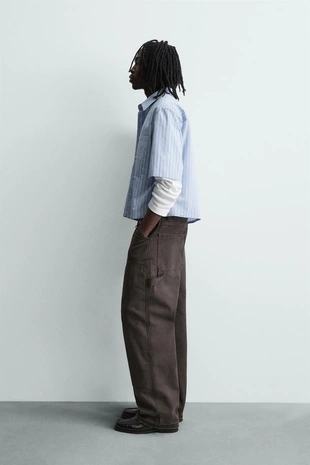 Рубашка в полоску с контрастом- Заказать в России