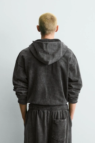 Толстовка с эффектом потертости на молнии с капюшоном