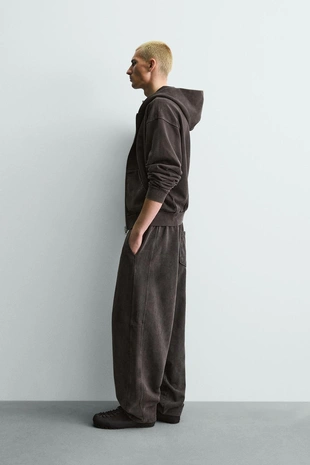 Толстовка с эффектом потертости на молнии с капюшоном- Заказать в России