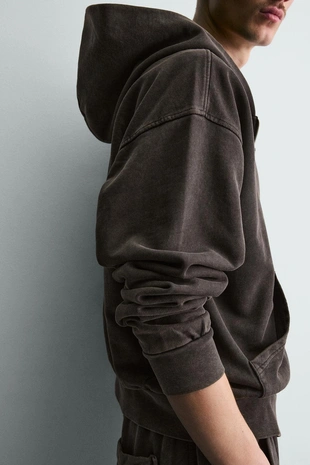 Толстовка с эффектом потертости на молнии с капюшоном- Заказать в России