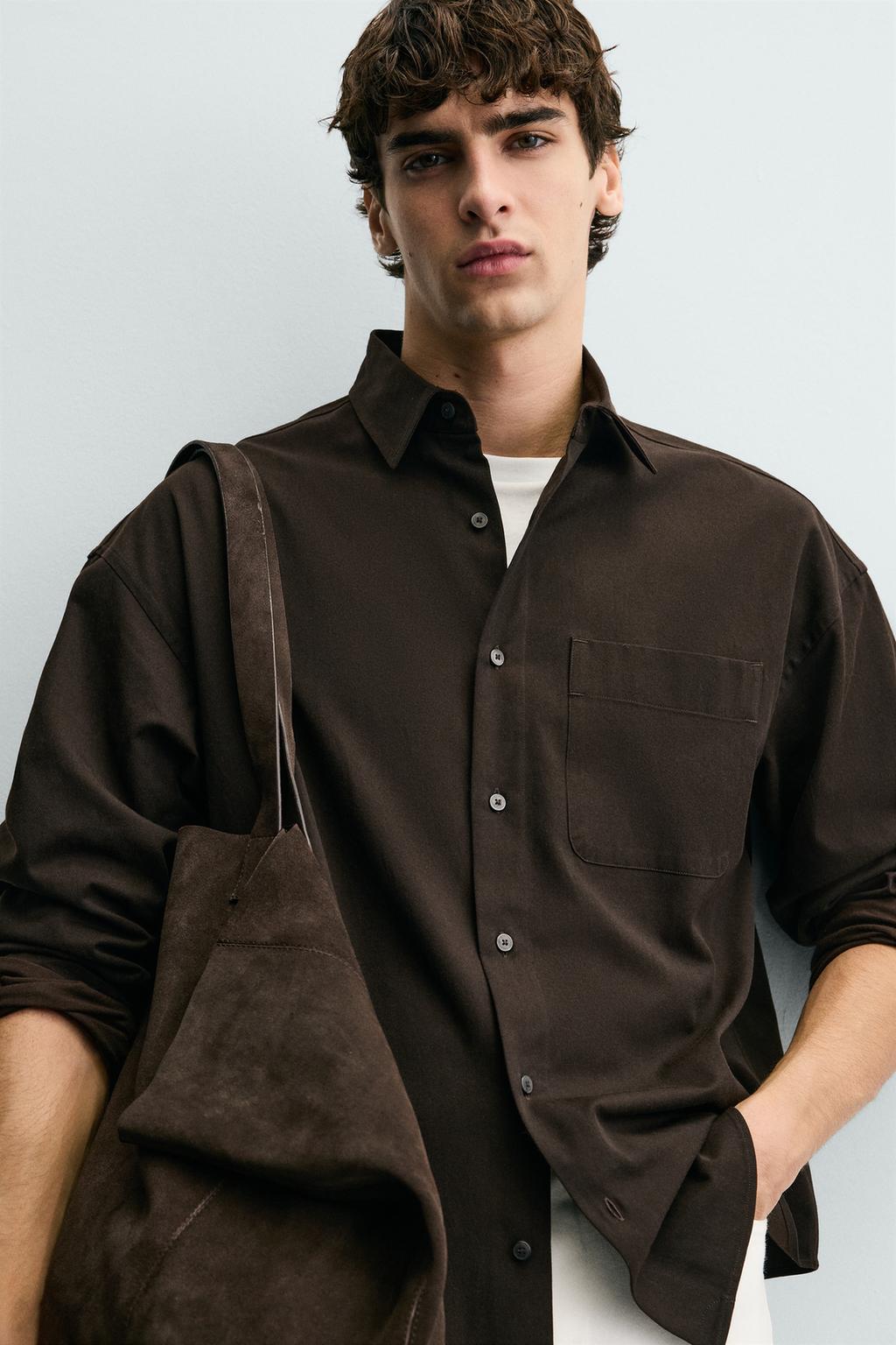 РУБАШКА RELAXED FIT ИЗ СТРУЯЩЕЙСЯ ТКАНИ