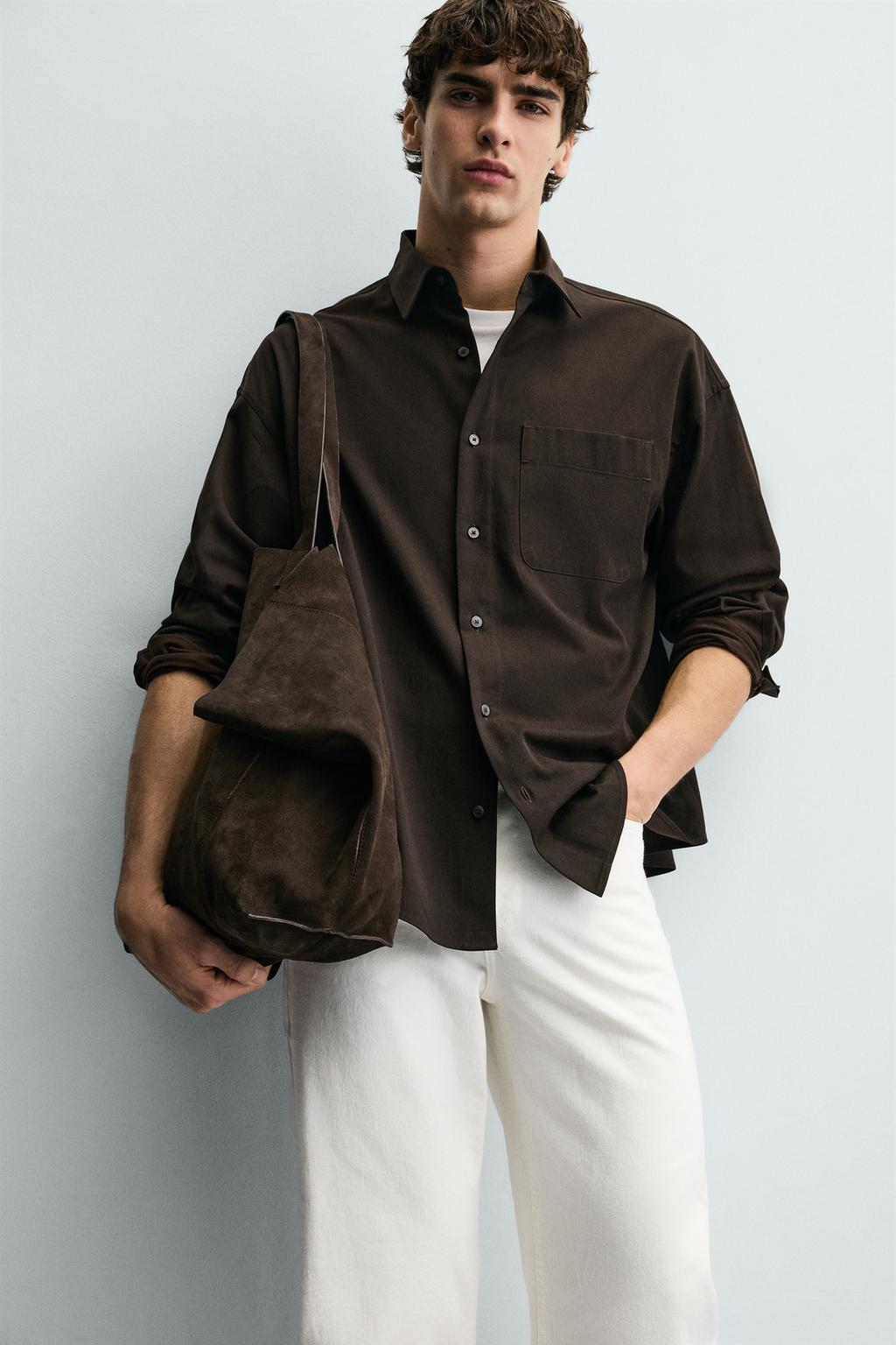 РУБАШКА RELAXED FIT ИЗ СТРУЯЩЕЙСЯ ТКАНИ