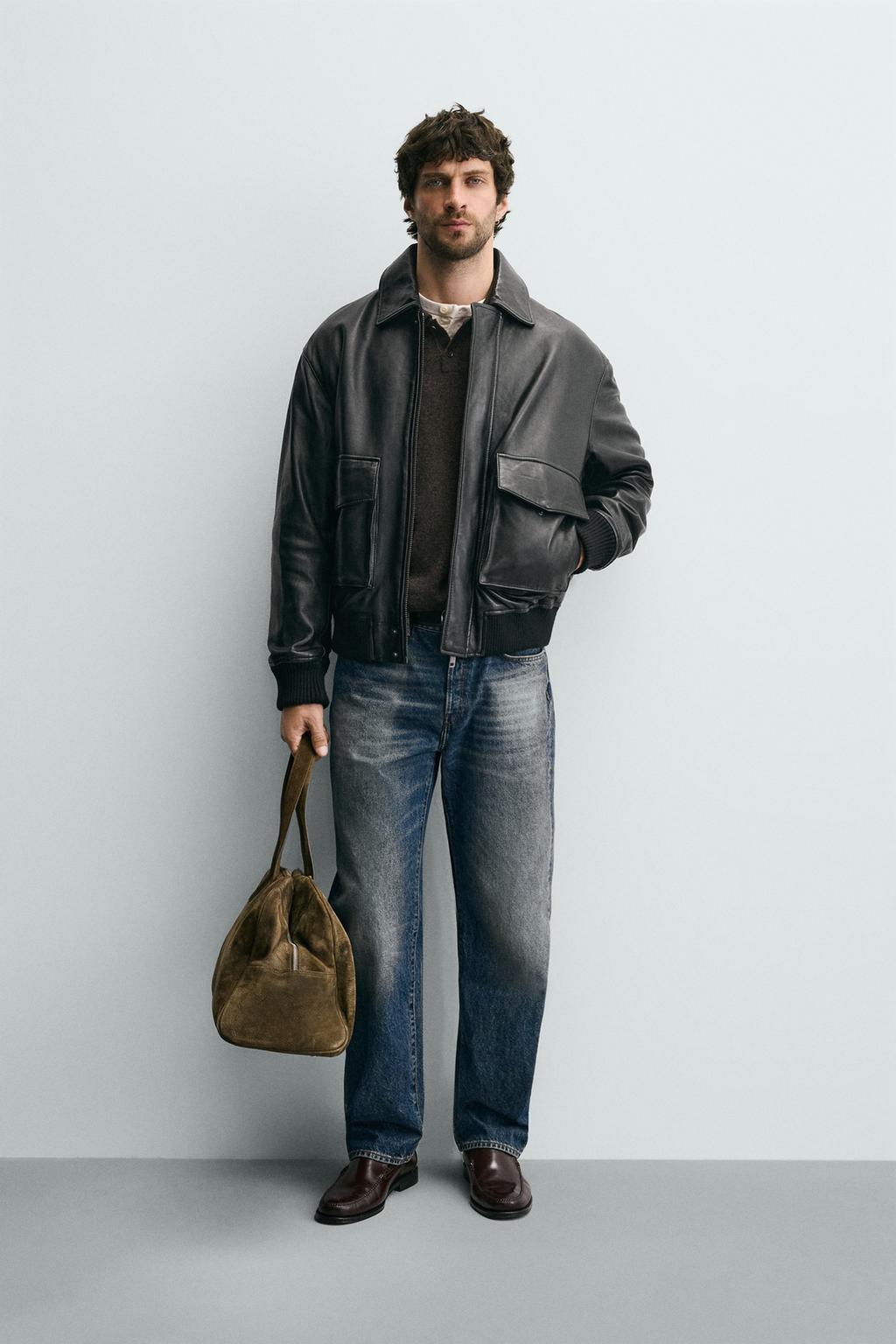 КОЖАНАЯ КУРТКА С КАРМАНАМИ