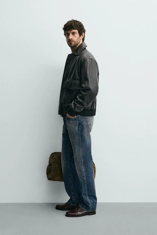 Кожаная куртка с карманами- Заказать в России