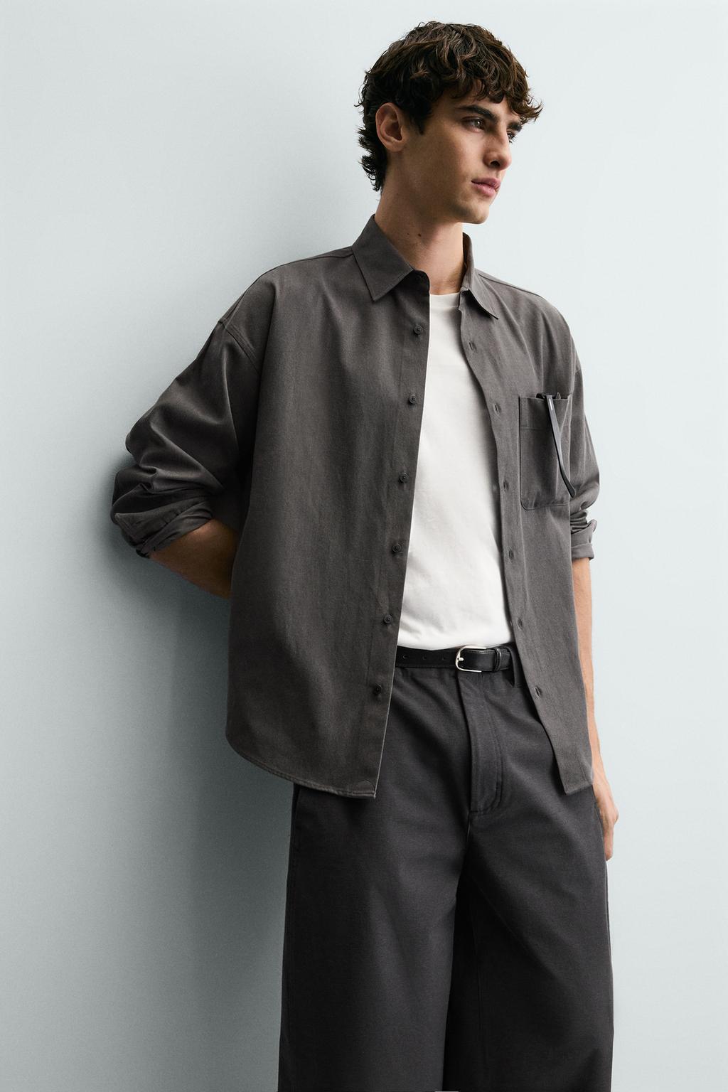 РУБАШКА RELAXED FIT ИЗ СТРУЯЩЕЙСЯ ТКАНИ