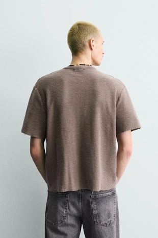 Футболка с узором из однотонного вязаного хлопка