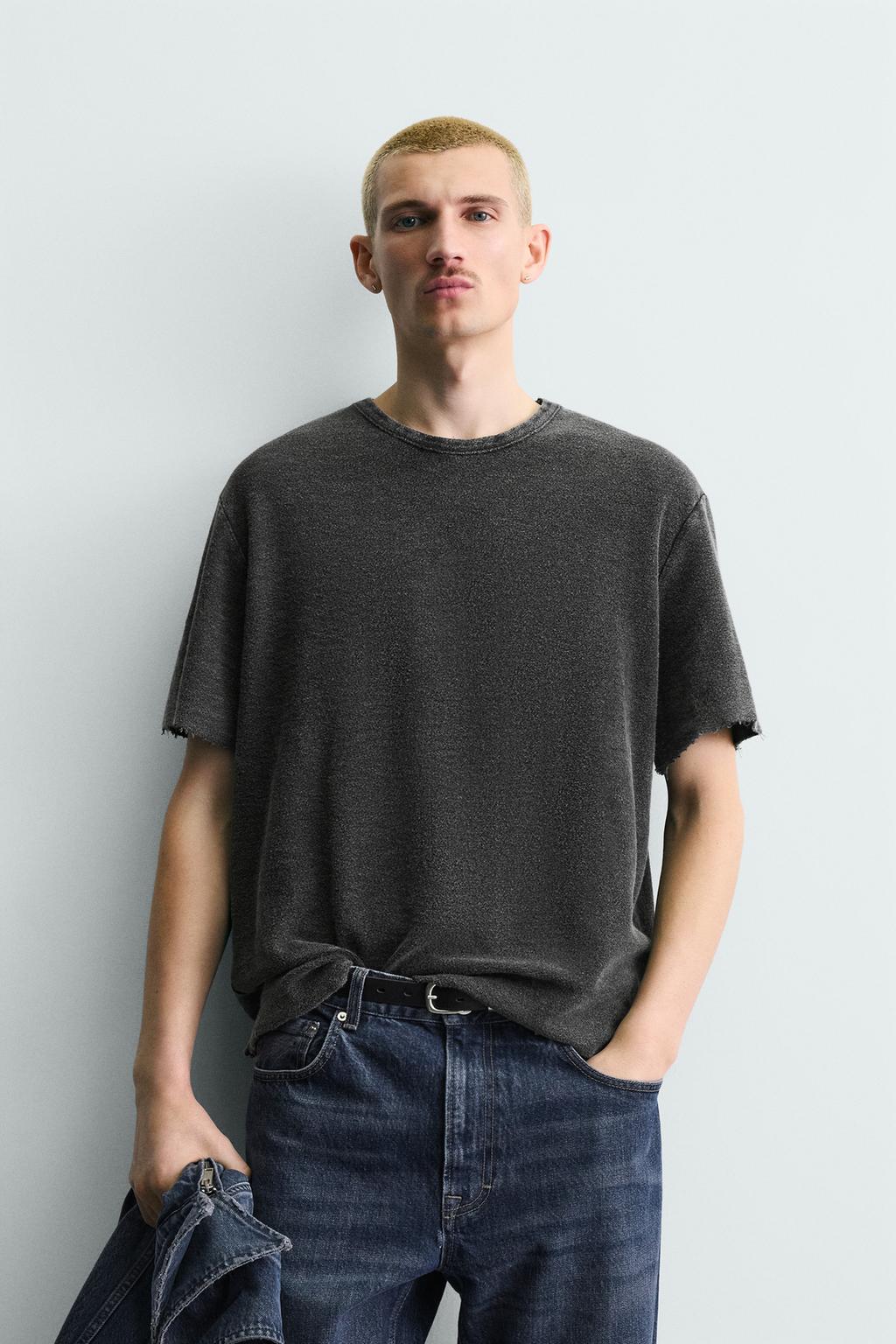 Майка из вязаного хлопка с эффектом потертости