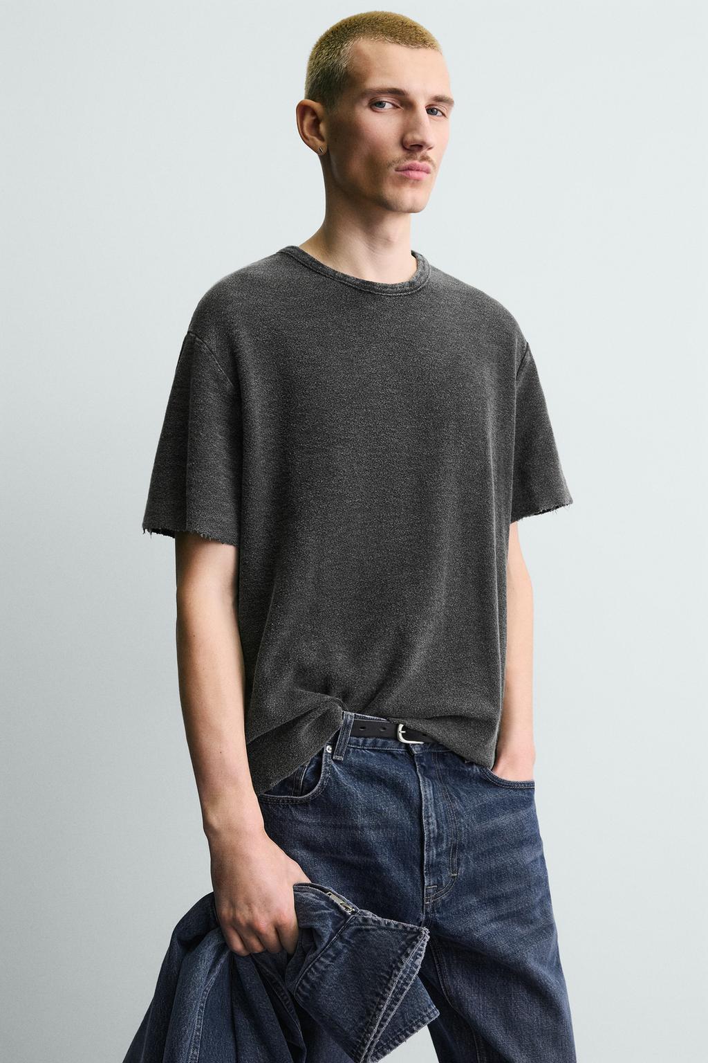 Майка из вязаного хлопка с эффектом потертости