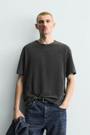 Майка из вязаного хлопка с эффектом потертости- Заказать в России