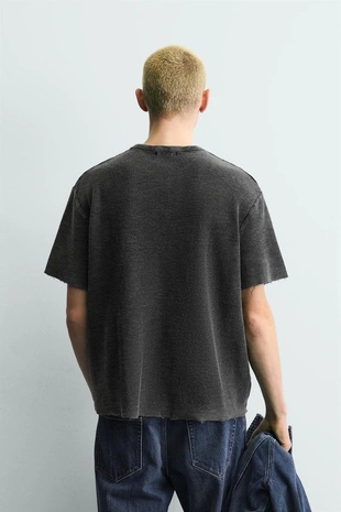 Майка из вязаного хлопка с эффектом потертости- Заказать в России