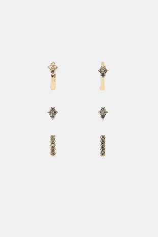 Набор из 3 минималистичных серег со стразами- Заказать в России