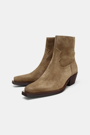 Замшевые ботильоны в ковбойском стиле- Заказать в России