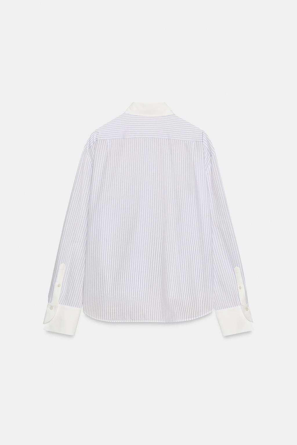 РУБАШКА В ПОЛОСКУ С КОНТРАСТНЫМ ВОРОТНИКОМ ZW COLLECTION