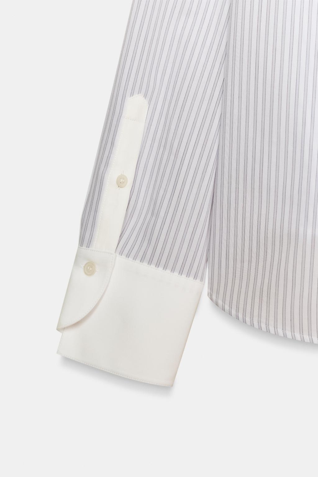 РУБАШКА В ПОЛОСКУ С КОНТРАСТНЫМ ВОРОТНИКОМ ZW COLLECTION