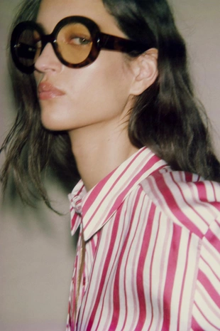 Рубашка в полоску с отворотами на рукавах- Заказать в России