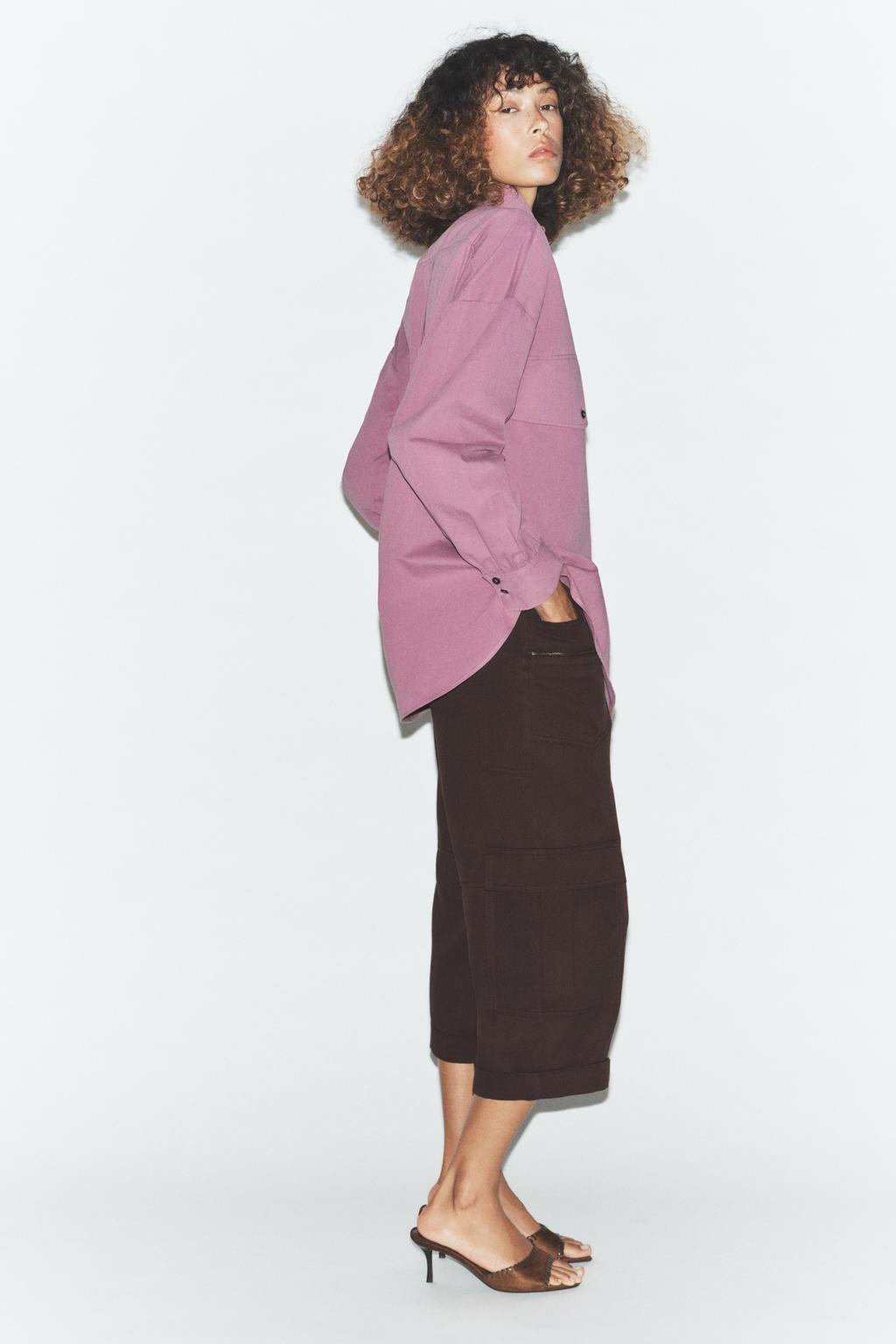 РУБАШКА ОВЕРСАЙЗ С ВОРОТНИКОМ-СТОЙКОЙ