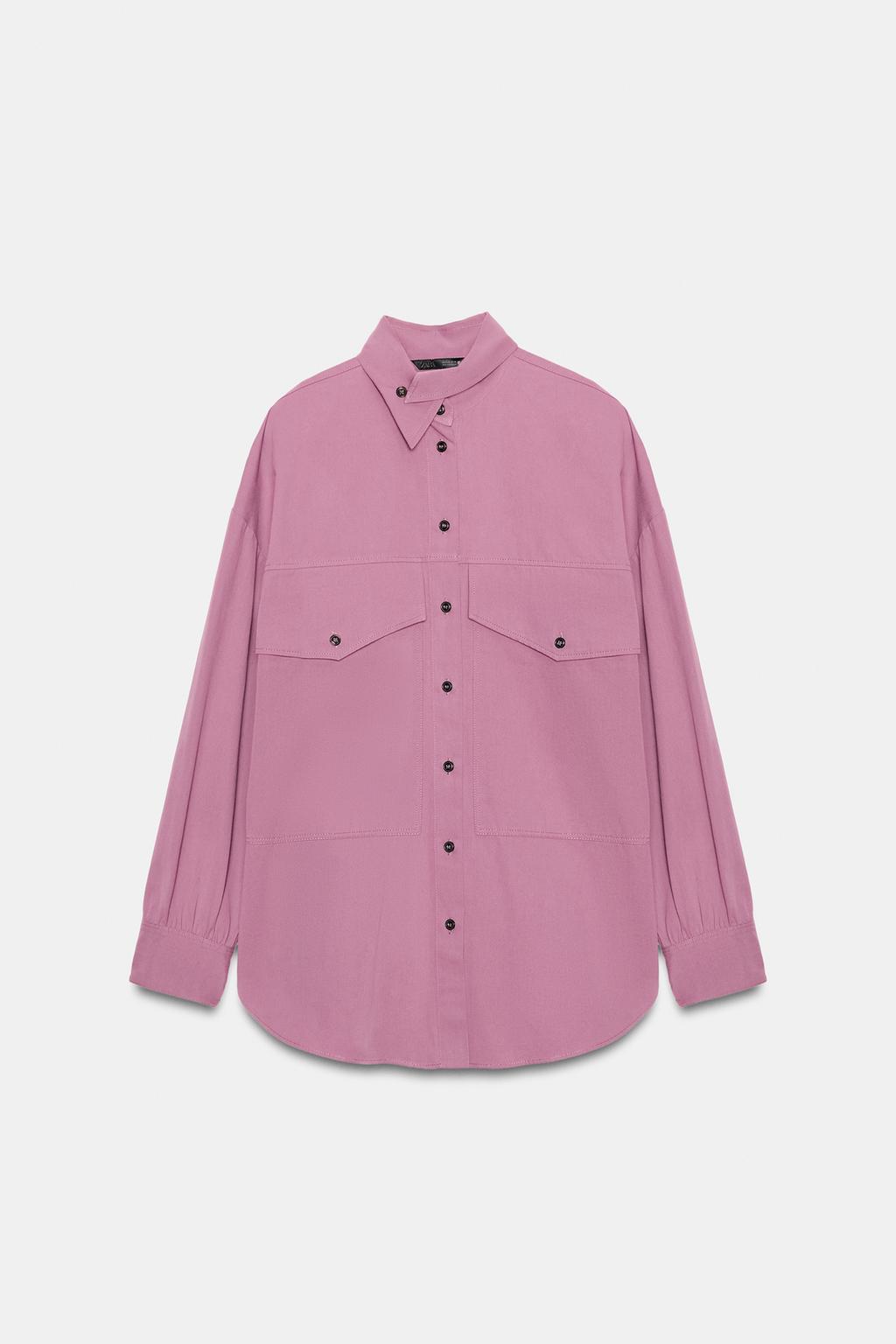 РУБАШКА ОВЕРСАЙЗ С ВОРОТНИКОМ-СТОЙКОЙ