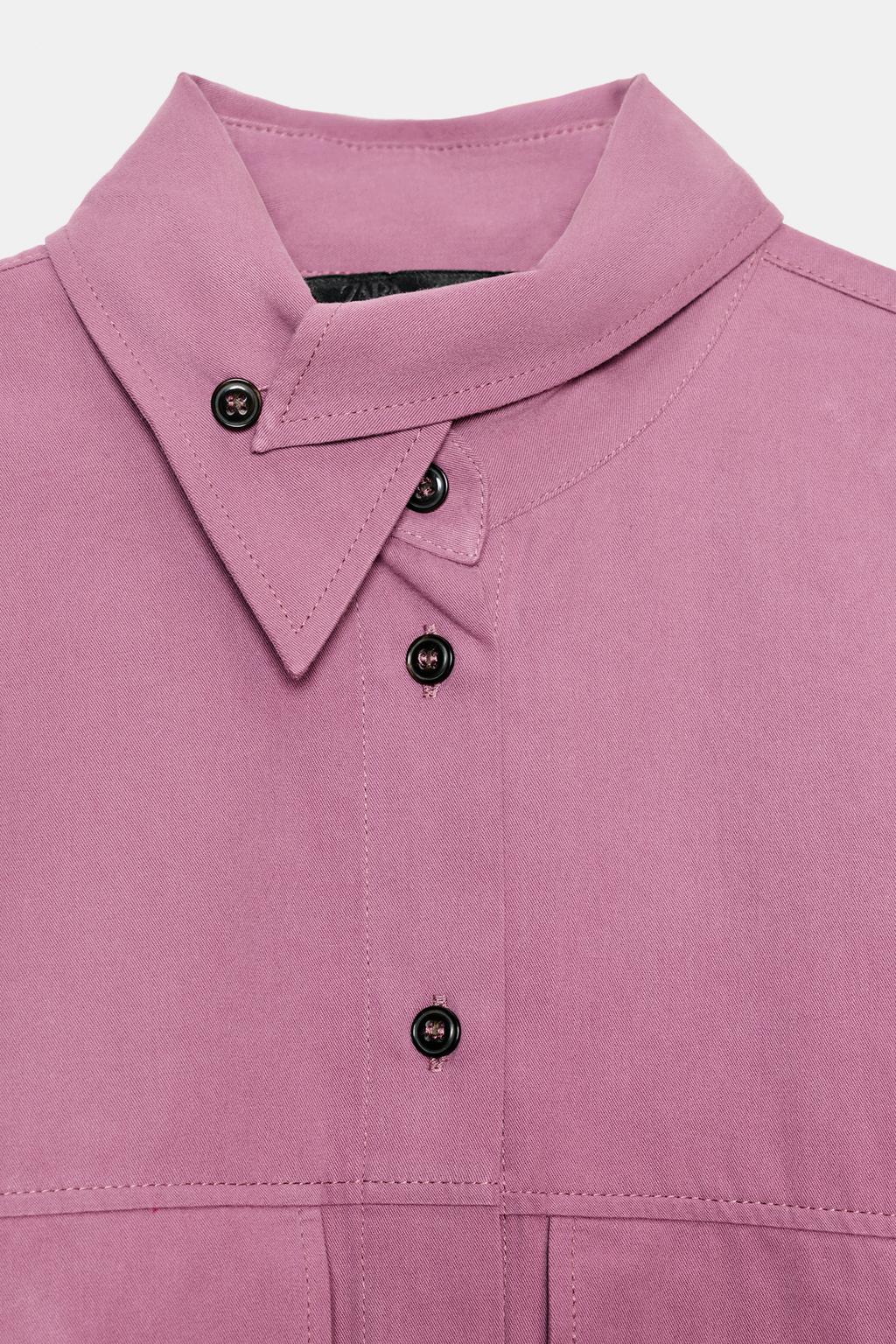 РУБАШКА ОВЕРСАЙЗ С ВОРОТНИКОМ-СТОЙКОЙ