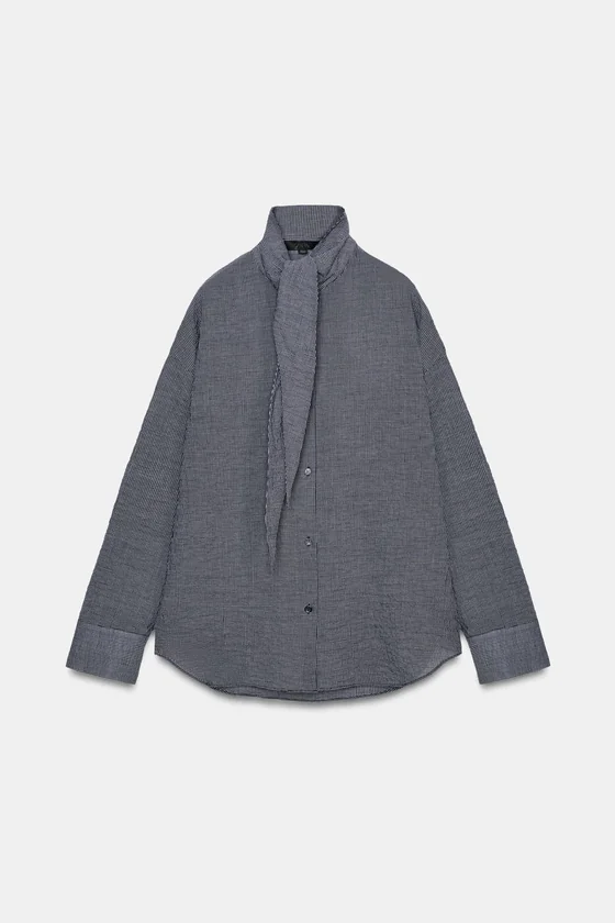 РУБАШКА В КЛЕТКУ С ПЛАТКОМ — коллекция Zara «ZW»