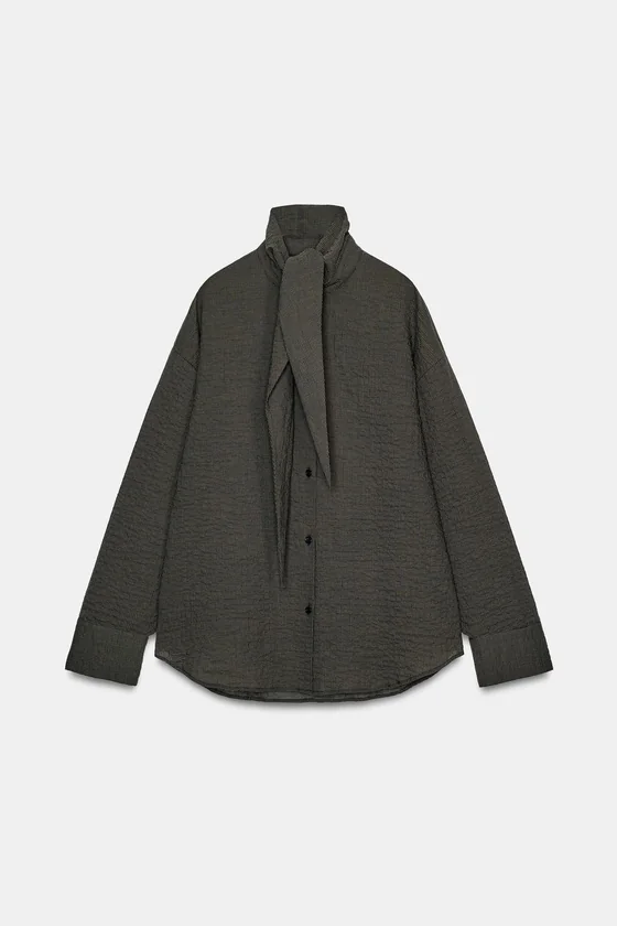 РУБАШКА В КЛЕТКУ С ПЛАТКОМ — коллекция Zara «ZW»