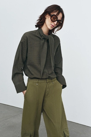 Рубашка в клетку с платком — ZW COLLECTION