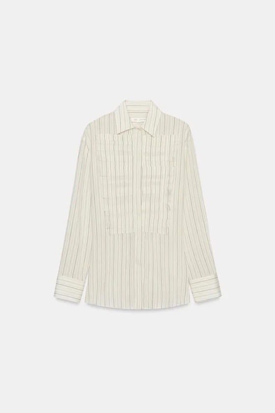 РУБАШКА В ПОЛОСКУ СО СКЛАДКАМИ — коллекция Zara «ZW» 