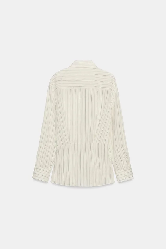 РУБАШКА В ПОЛОСКУ СО СКЛАДКАМИ — коллекция Zara «ZW» 
