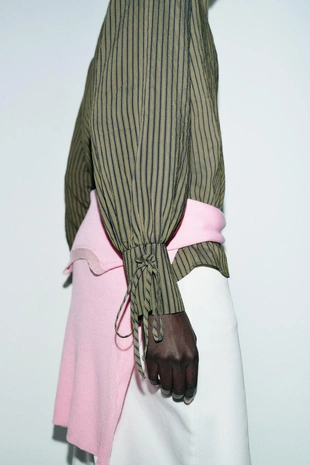 Рубашка в полоску с завязками- Заказать в России