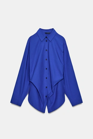 Рубашка из поплина с боковыми вытачками- Заказать в России