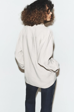 Струящаяся рубашка с высоким воротником- Заказать в России