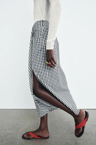 Юбка виши в клетку со сборками- Заказать в России