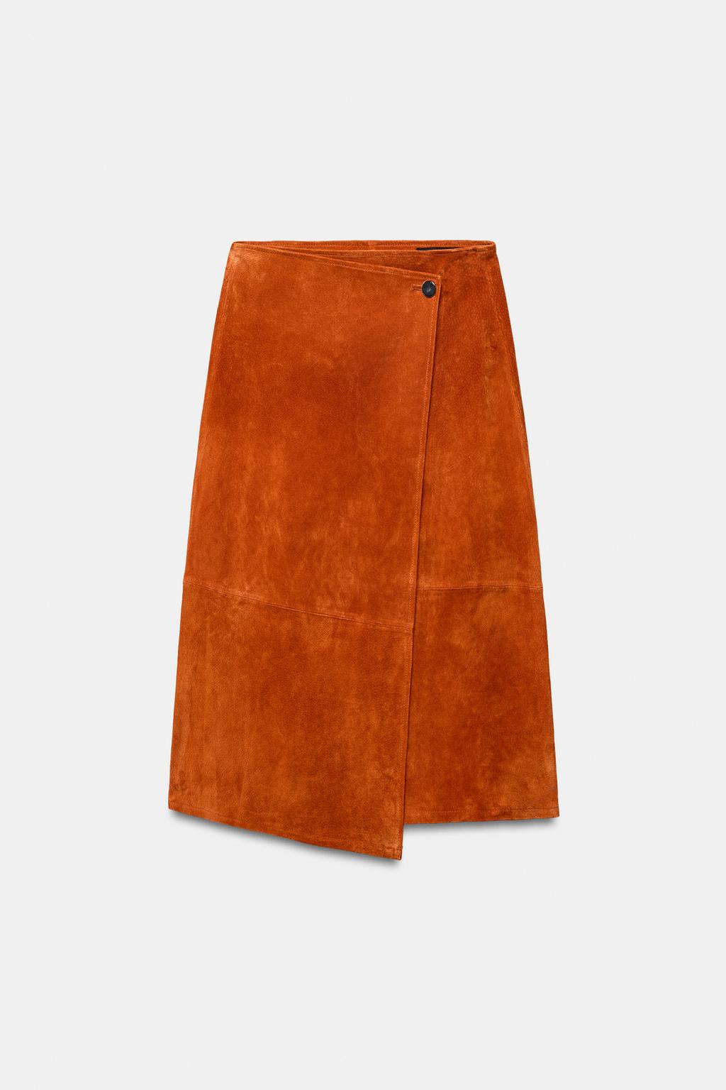 ЮБКА МИДИ НА ЗАПÁХЕ ИЗ 100% ЗАМШИ