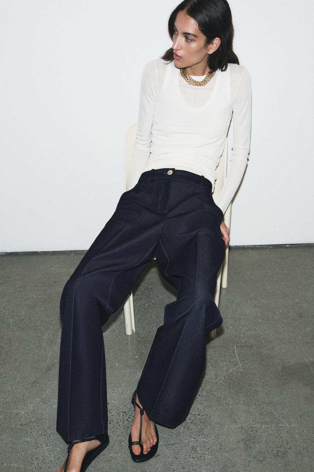 ПРЯМЫЕ БРЮКИ С ДЕКОРАТИВНОЙ СТРОЧКОЙ