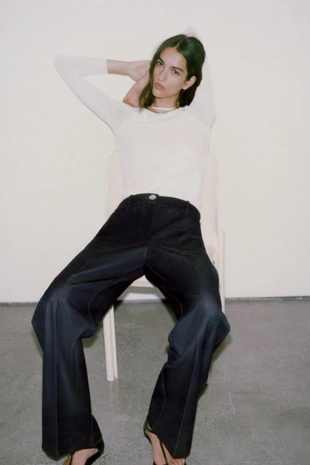 Прямые брюки с декоративной строчкой- Заказать в России