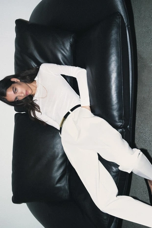 Прямые брюки с поясом- Заказать в России