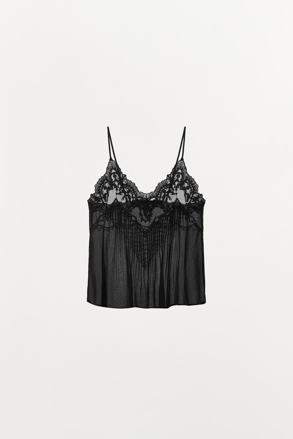 ТОП В БЕЛЬЕВОМ СТИЛЕ С ВЫШИВКОЙ И БУСИНАМИ — ZW COLLECTION