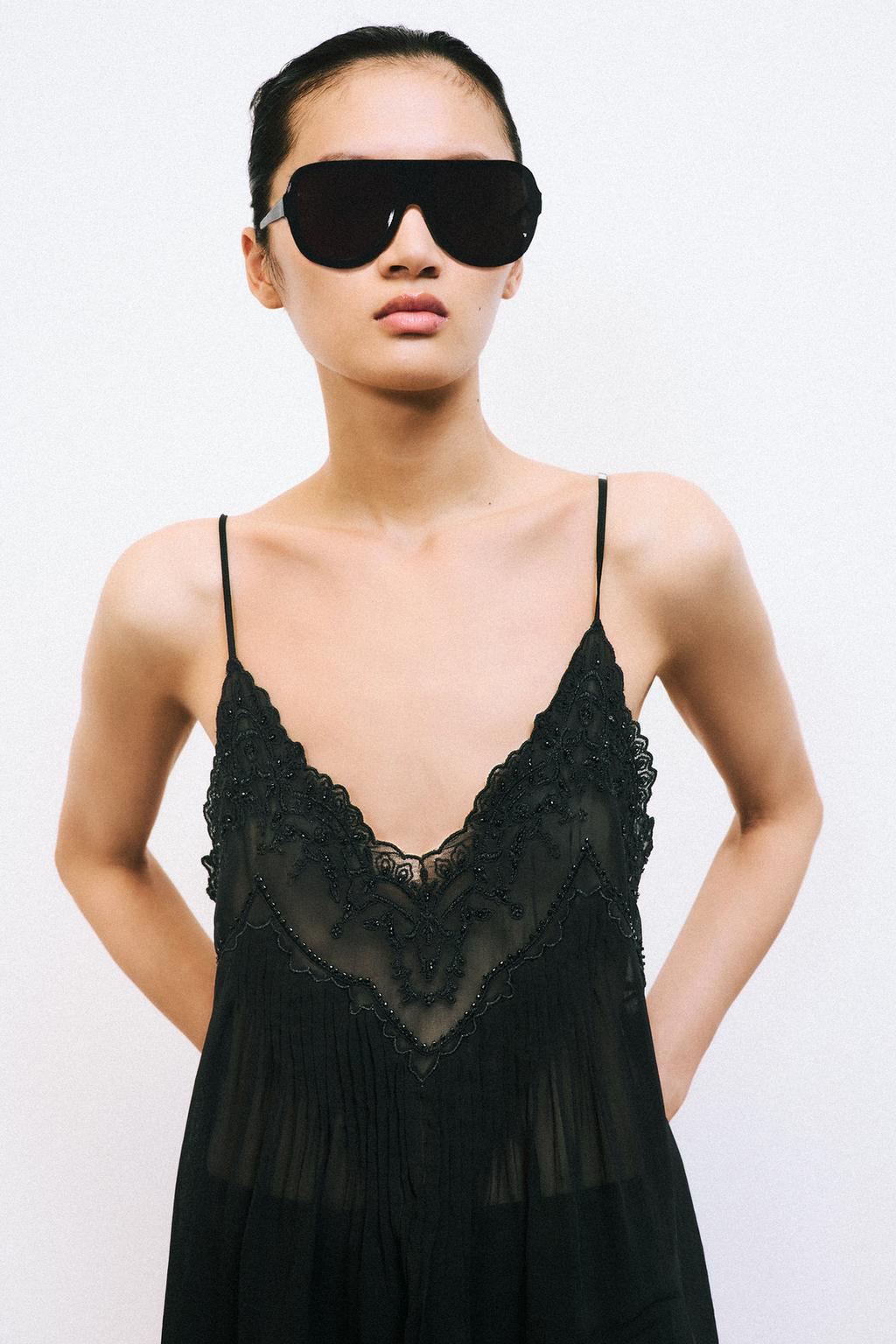 Zara Топ в бельевом стиле с вышивкой и бусинами — коллекция zara