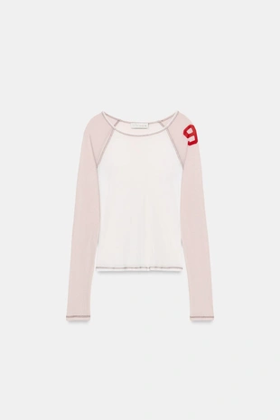 Комбинированная полупрозрачная футболка- Заказать в России