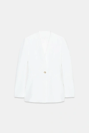 Приталенный блейзер без лацканов- Заказать в России