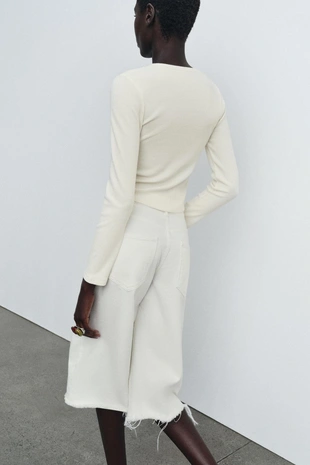 Футболка в рубчик с длинными рукавами- Заказать в России