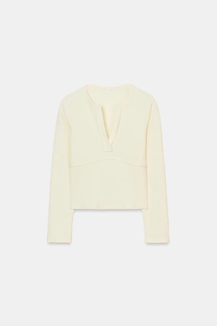 Футболка в рубчик с длинными рукавами- Заказать в России