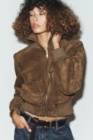 Бомбер с воротником-стойкой и рубчиком- Заказать в России