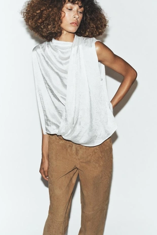 Атласный топ на запáхе- Заказать в России