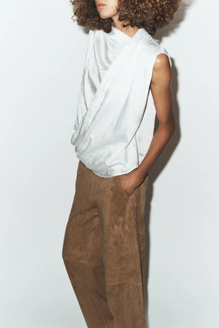 Атласный топ на запáхе- Заказать в России