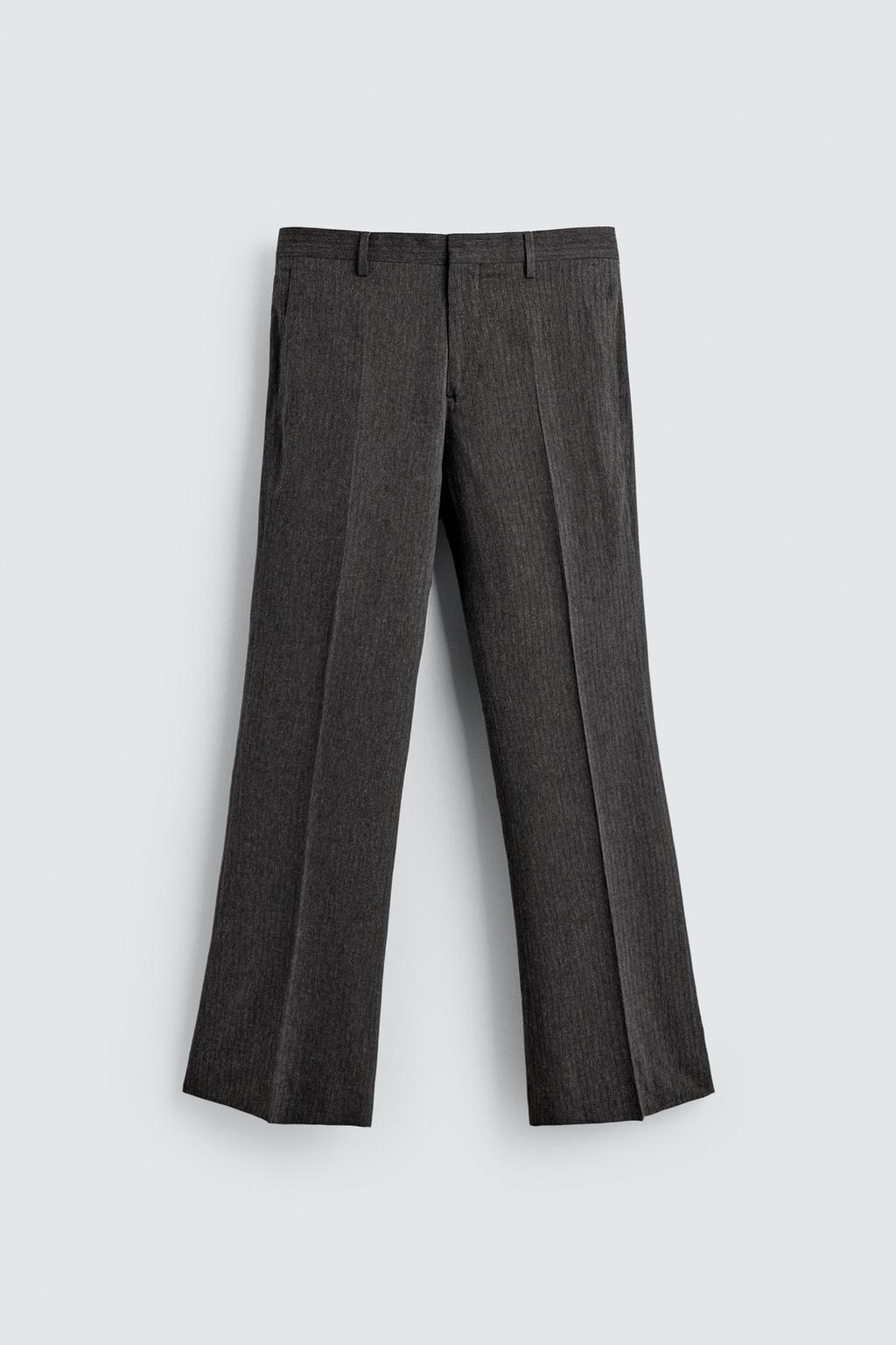 КОСТЮМНЫЕ БРЮКИ В ТОНКУЮ ПОЛОСКУ ИЗ РЕЛЬЕФНОЙ ТКАНИ