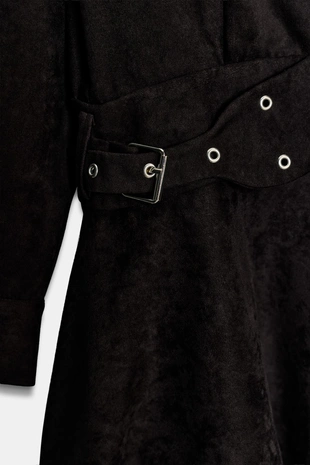 Мини-платье из искусственной замши с ремнем- Заказать в России