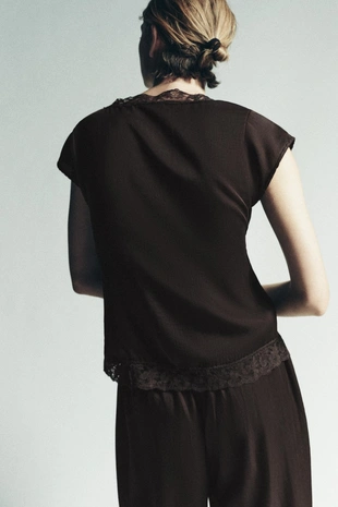 Топ из 100% лиоцелла с кружевом- Заказать в России