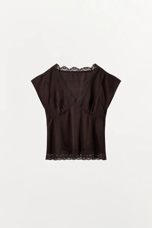 Топ из 100% лиоцелла с кружевом- Заказать в России