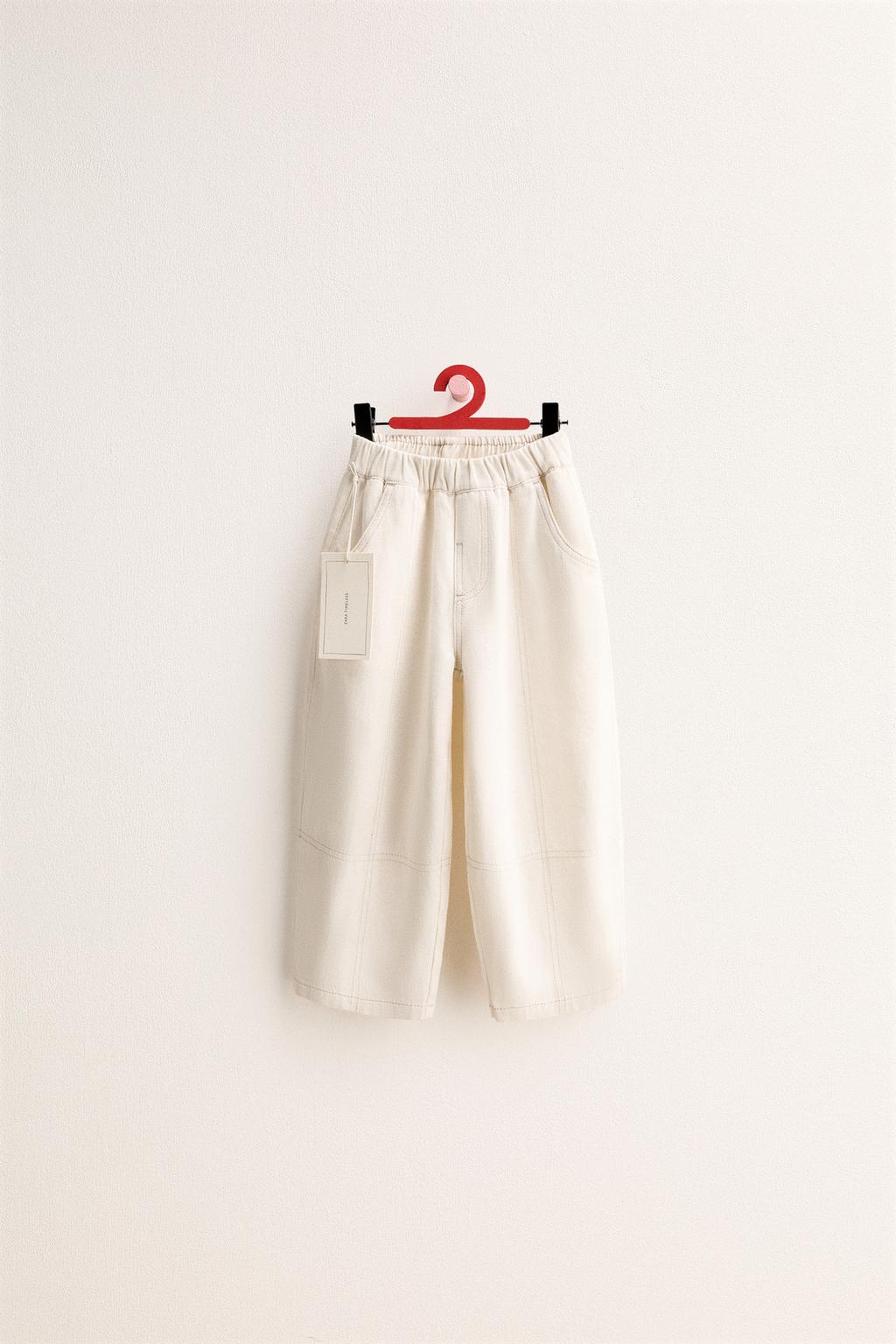 ZARA TIMELESS - БРЮКИ BAGGY ИЗ САРЖИ С ОТДЕЛОЧНОЙ СТРОЧКОЙ