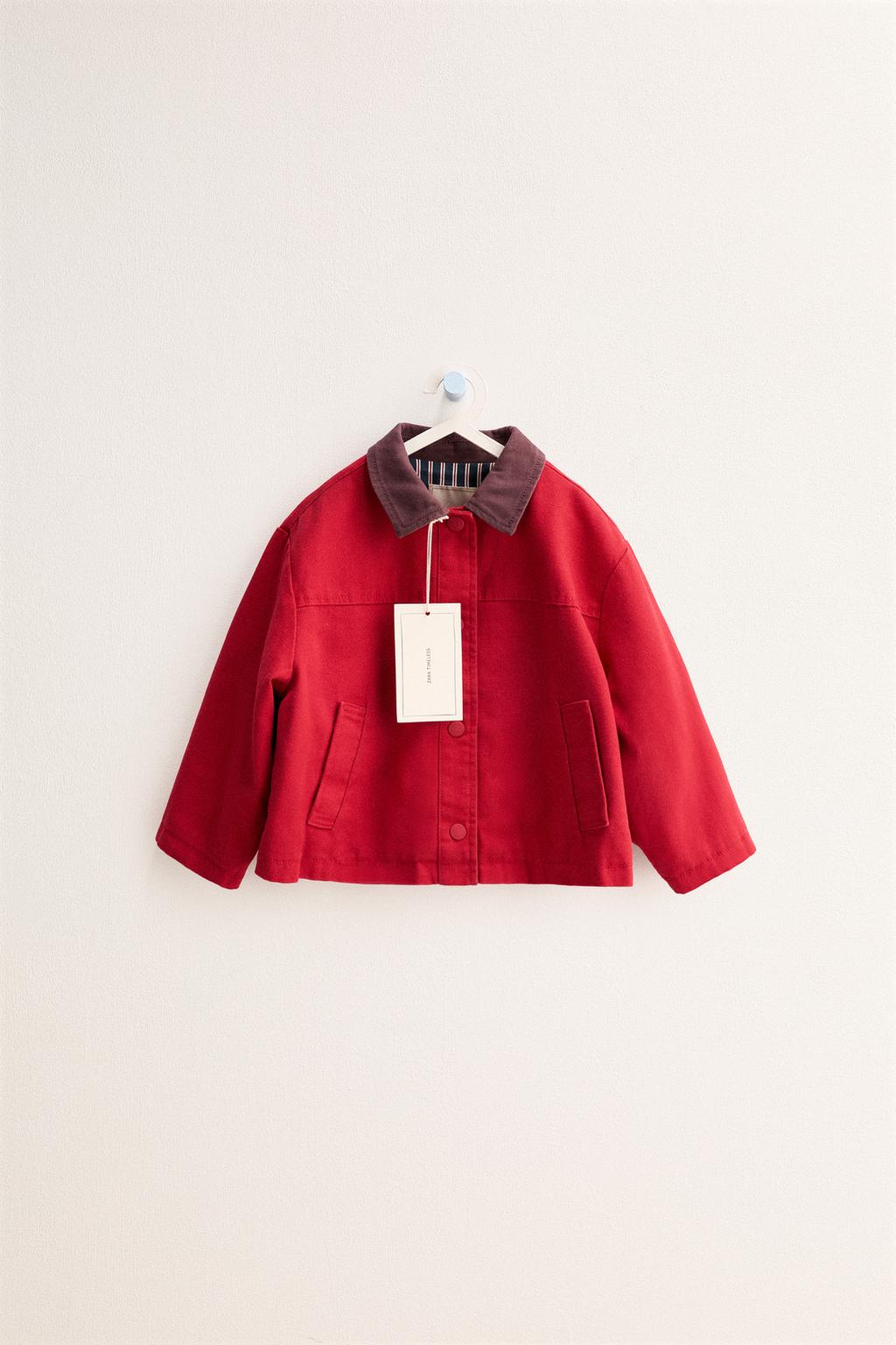 ZARA TIMELESS - ХЛОПКОВАЯ КУРТКА С КОНТРАСТНЫМ ВОРОТНИКОМ